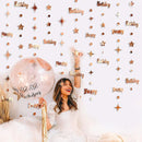 Gold 30th Happy Birthday Party Paper Banners Decorations Number 30 Year Old Circle Dots Twinkle Star Garlands Hanging Backdrops