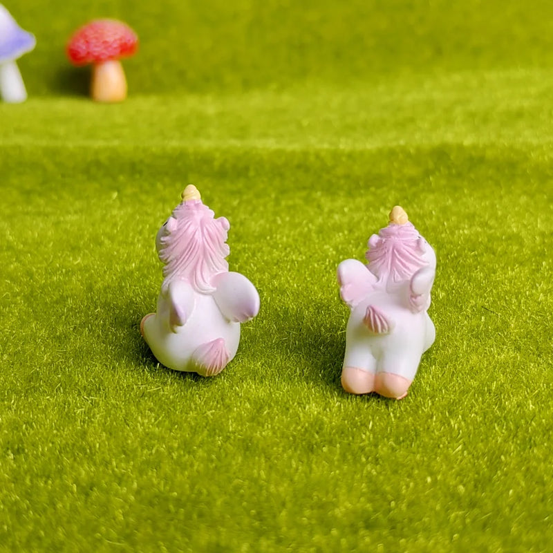 4pc Unicorn Family Set  Animal Gift Decoration Resin Craft Miniature Figure Tiny For Bonsai Microlandscape Fairy Garden Decor