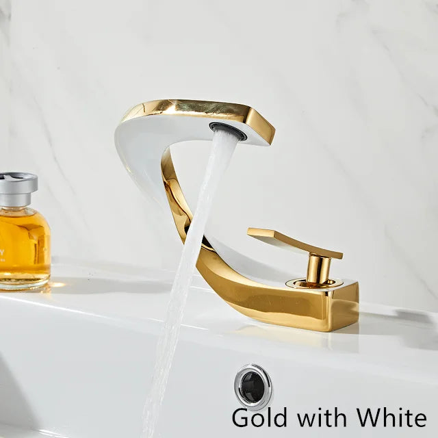 Tuqiu Bathroom Faucet Brass Rose Gold White Bathroom Basin Faucet Cold Hot Water Mixer Sink Tap Deck Mounted Black Rose Gold Tap