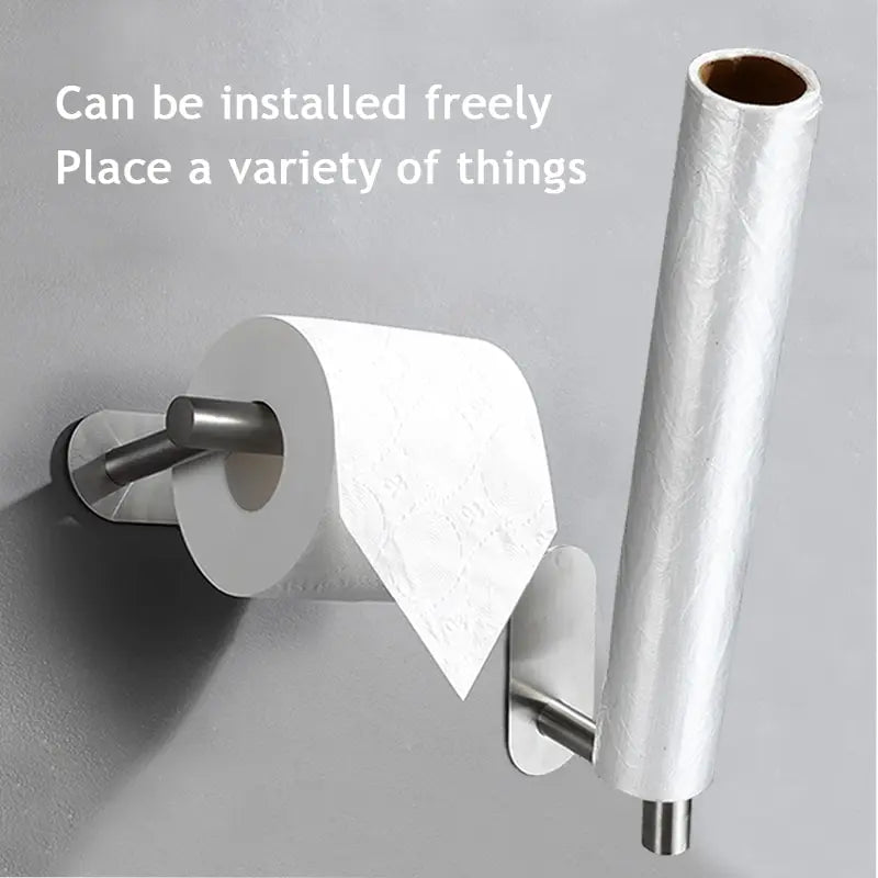 1pc Stainless Steel Paper Towel Holder No Punch Wall Mount Paper Roll Shelving Toilet Home Bathroom Kitchen Organizer