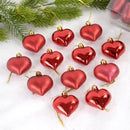 12pcs/box Heart Shaped Hanging Ornaments For Valentine's Day Christmas Pendant Xmas Tree Ball Navidad New Year Xmas Party Decor