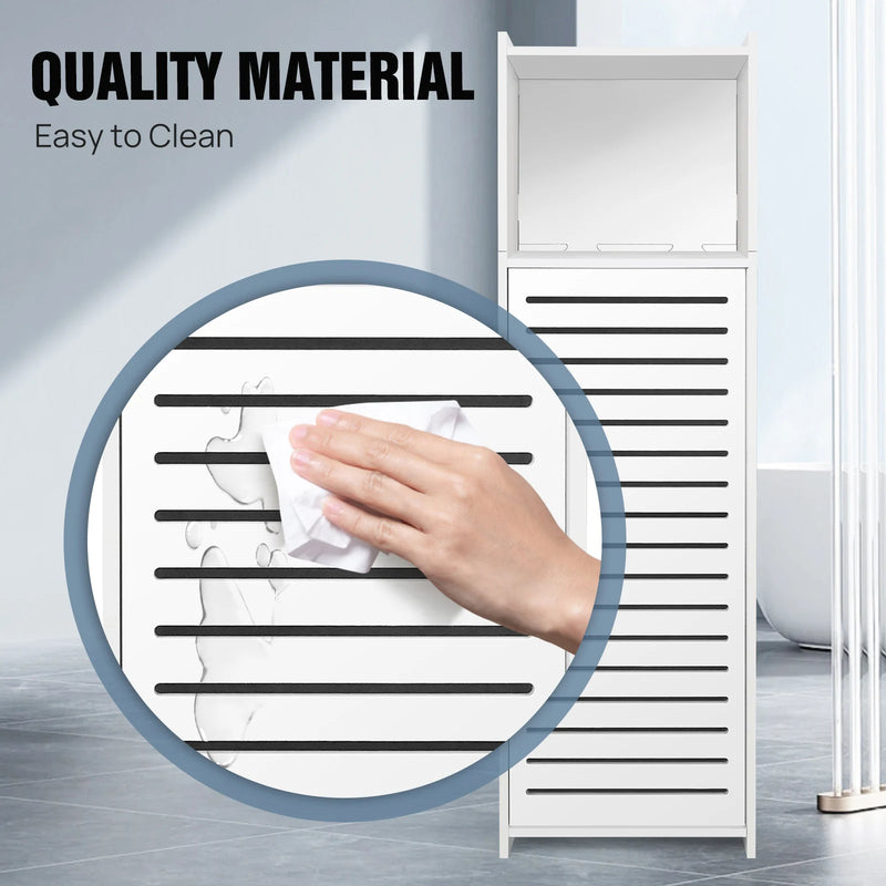 DayPlus Bathroom Floor Cabinet, 3 Tier Home Storage Cabinet with Doors & Shelves, Free Standing Tall Slim Side Organizer Cabinet