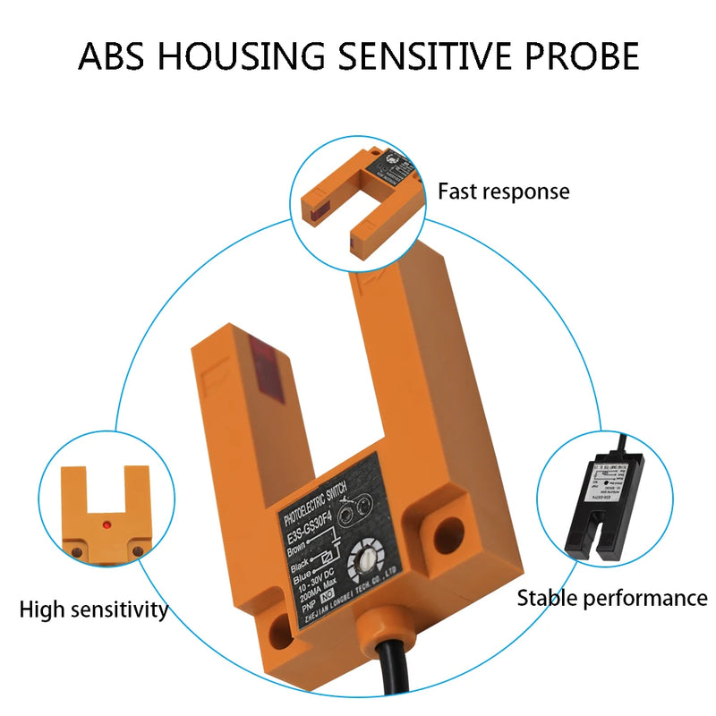 Infrared U-Slot Photoelectric Sensor E3S-GS30/E3S-GS15/E3S-GS7 DC 12-24V Proximity Switches Three-Wire NPN PNP Detection