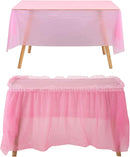 Disposable Table Skirts with Tablecloth Ruffled Plastic Table Skirt for Wedding Party Birthday Business Events Baby Shower White