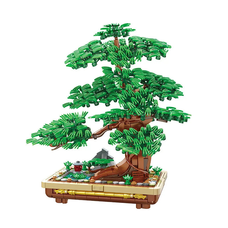 Pine Tree Bonsai Block DIY Moc Mini Potted Plant  Building Brick Toy Home Decor