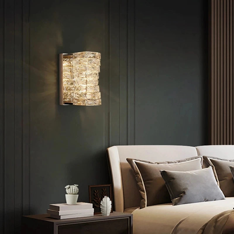 Modern New Designer Crystal Wall Sconce For Bedside Bathroom  Corridor Aisle Tv Background  Lamp Home Decor Lighting Fixture
