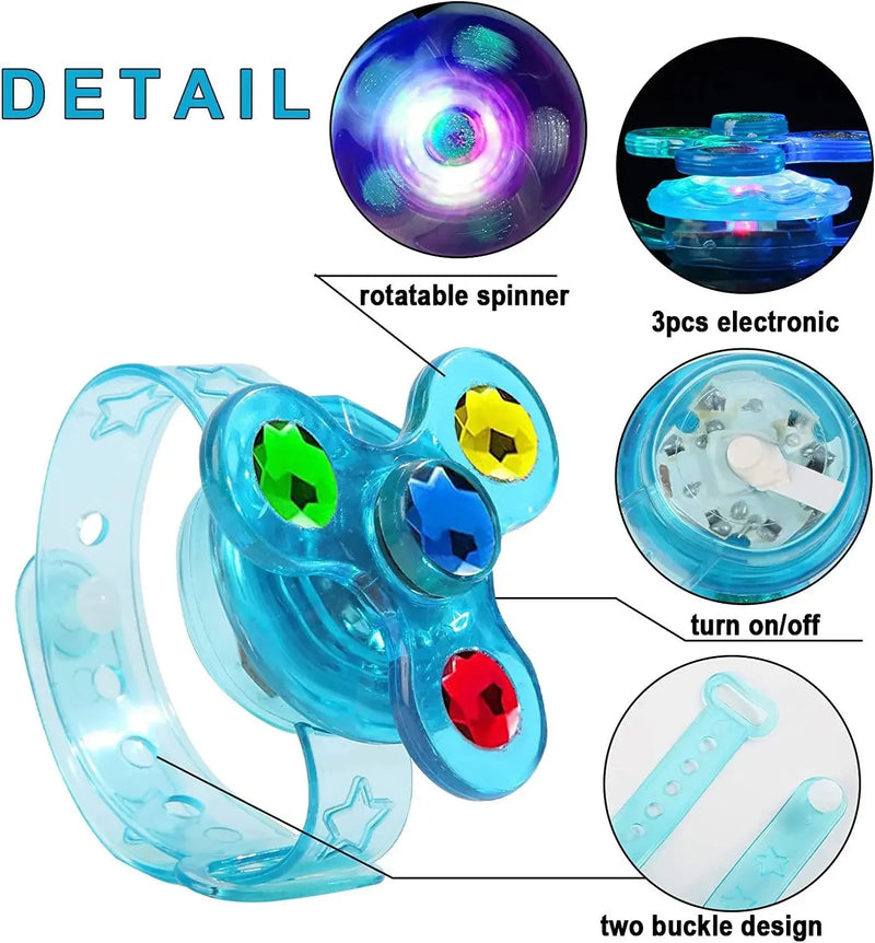 8/24Pcs LED Luminous Fidget Spinner Bracelet Kids Party Favor Gift Bag Filler Luminous Party Supplies Return Gift Carnival Gifts