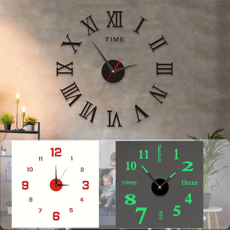 1pc Large Wall Clock DIY Clocks Fashion Watches Acrylic Mirror Stickers Modern Design Living Room Home Decor Horloge