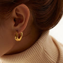 Youthway Gold Silver Metal Texture Hoop U-shaped Earrings Stainless Steel Water Drop Earrings Stylish Charm Jewelry 2023 New