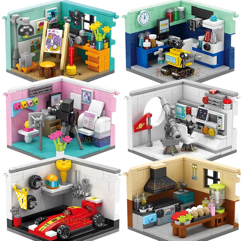 DIY Architecture Store Street View Food House Building Blocks Kit Girls Bricks Classic Movie Model Kids Toys For Children