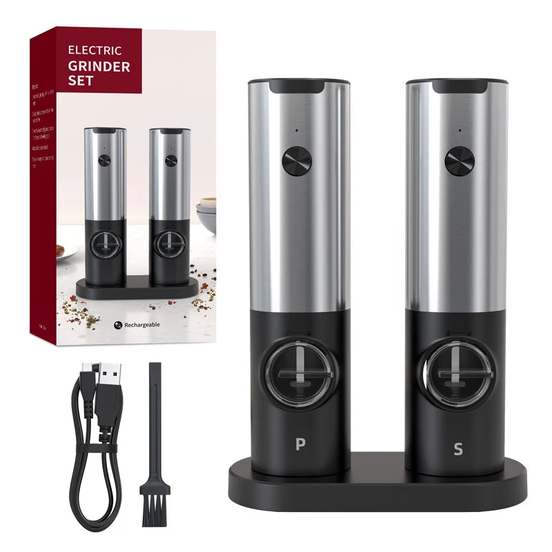 Electric Automatic Mill Pepper And Salt Grinder With LED Light Adjustable Coarseness Partner Manufacturers