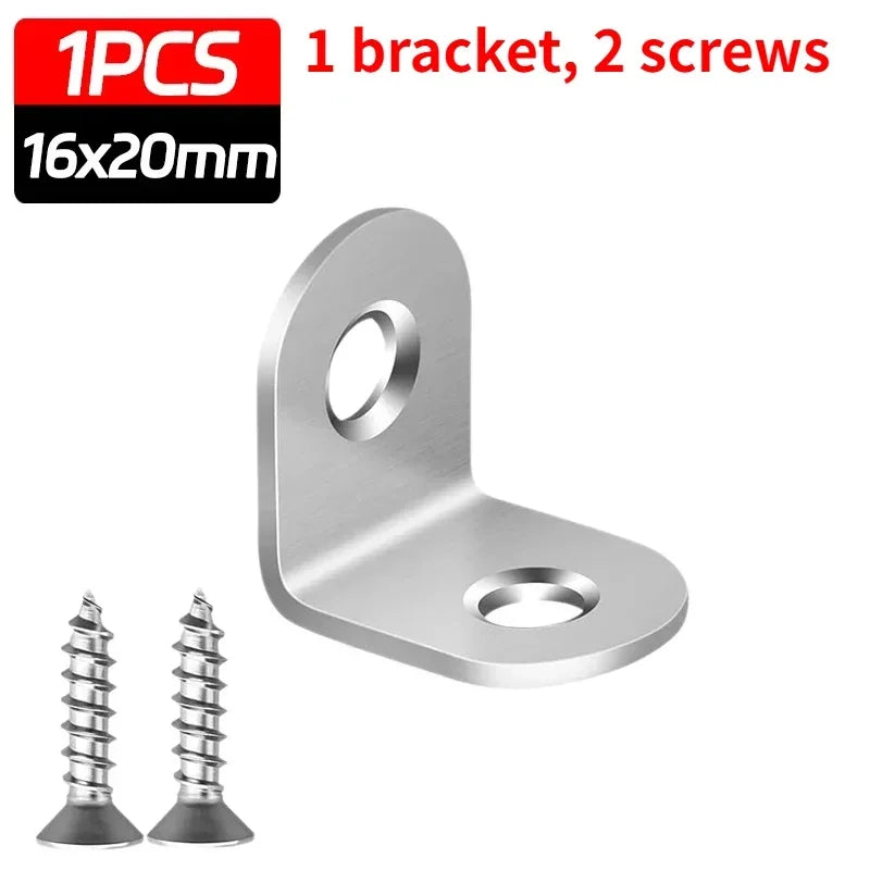 L Shaped Corner Brackets 90 Degree Right Angle Stainless Steel Bracket Fastener For Wood Furniture Bedframe Cabinet Accessories