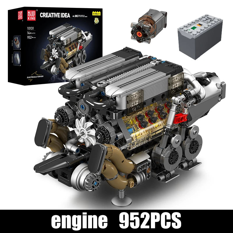 Mould King 10088 Technical Car Building Block Motorized V8 Engine Model Brick Assembly Engine Brick Toys Kids Christmas Gift