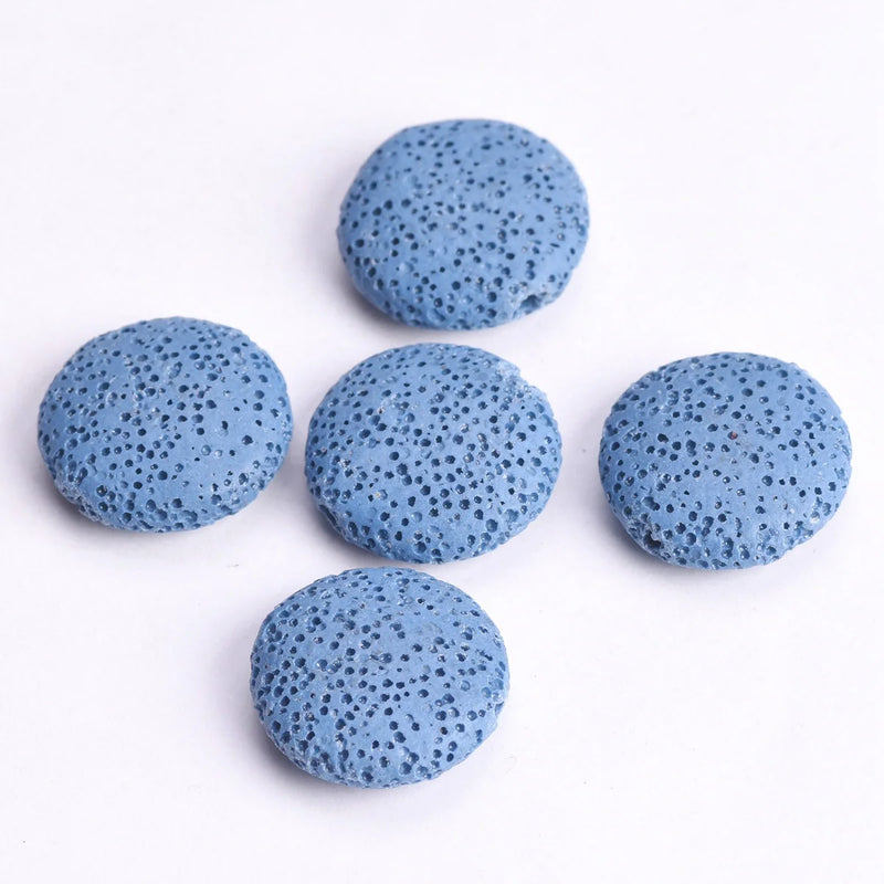5pcs Natural Volcano Lava Stone Flat Round 20mm 27mm 32mm Loose Crafts Beads lot for Jewelry Making DIY Earring Findings
