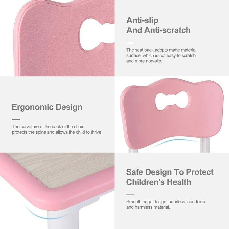 Kids Table and 4 Chairs Set, Height Adjustable Toddler Table and Chair Set, Graffiti Desktop, Non-Slip Legs, Children Multi-Acti