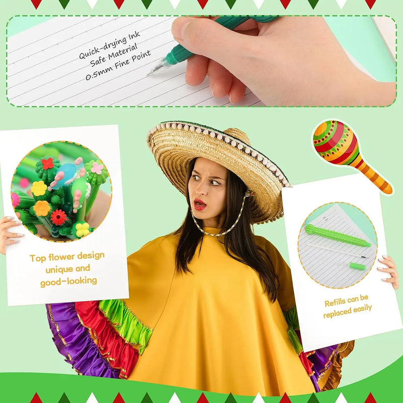 36 Pcs Cactus Gel Pens Set Cute Gifts 0.5mm Black Ink Creative Gel Ink Pen Office School Supplies Prize Student Easter Gift