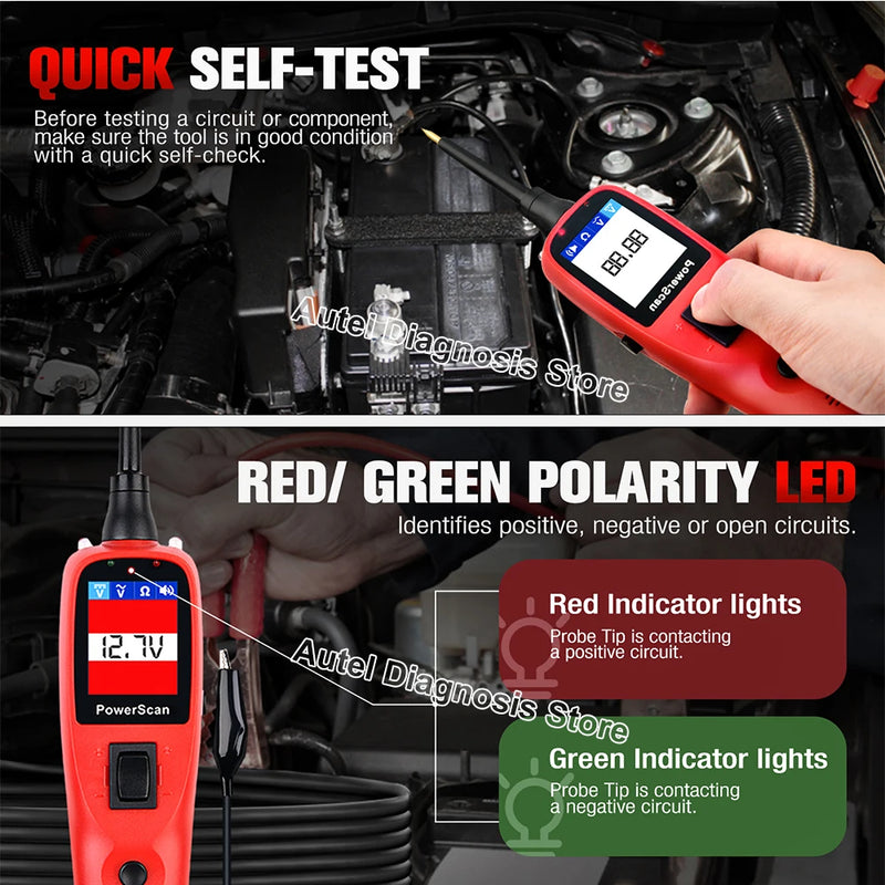 Autel PowerScan PS100 Automotive Circuit Tester Power Circuit Probe Kit Built-in Flashlight Electrical System Diagnostic Tool