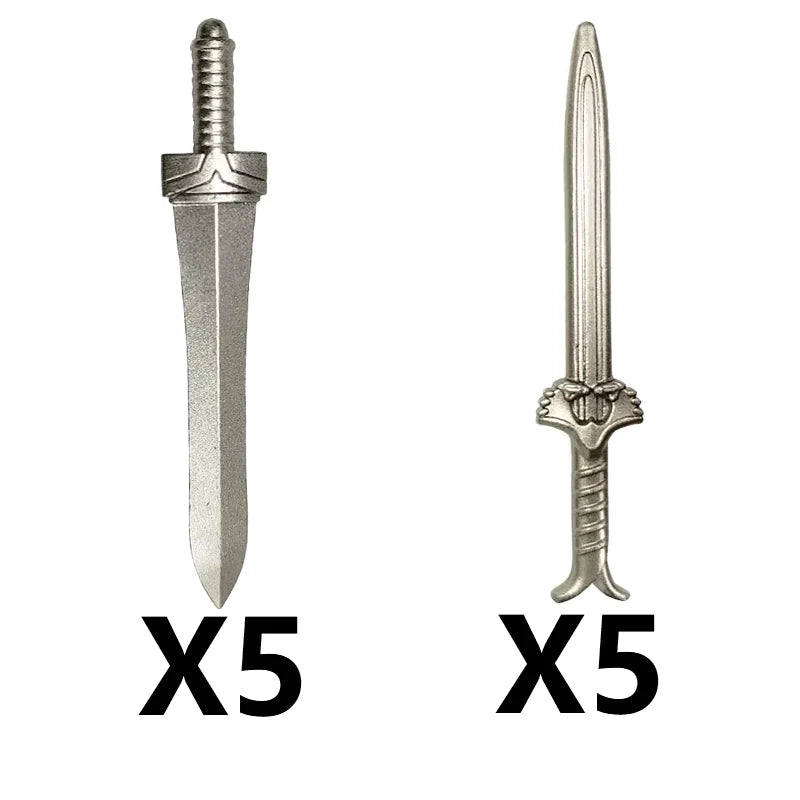 Medieval MOC Weapon Figure Accessories Building Blocks Soldiers Sword Shield Bow Arrow Trident Hammer Axe Spear Brick Kid Toy