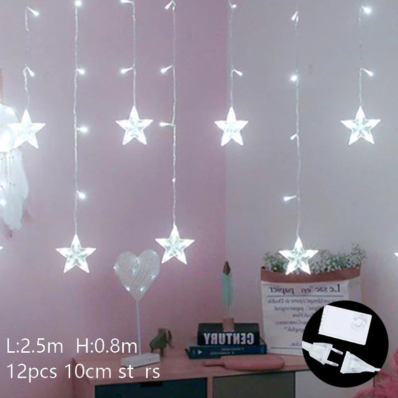 2021 New Christmas Decoration Curtain Snowflake LED String Lights Flashing Lights Curtain Light Waterproof Outdoor Party Lights
