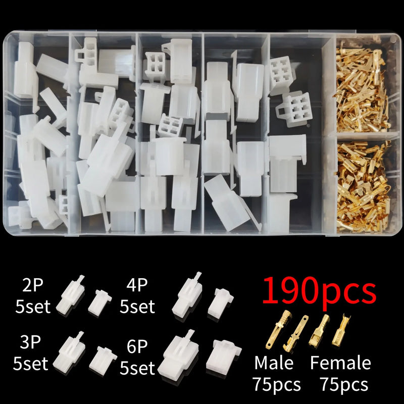 Car Motorcycle Electrical Connectors: 2.8mm 2 3 4 6 9 Pin Wire Terminal Hooks for Male & Female Terminals Assorted Kit