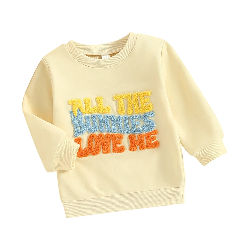 Adorable Toddler Boys Girls Hoodies Easter Outfits Soft Fleece Embroidered Sweaters Long Sleeve Children s Spring Clothing Cute