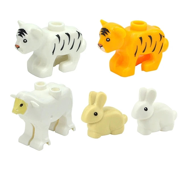 MOC City Animal Zoo Fram Accessories Building Block Figures Goat Sheep Eagle Owl Panda Parrot Seagull Penguin Bricks Toy Gift