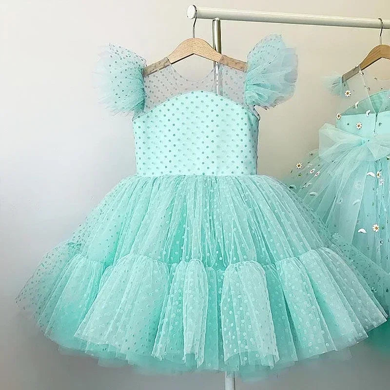 Summer Girls' Dress Princess Birthday Party Ceremony Dress Lace Thin Kids Evening Ball Gown Elegant Party Dress for Girls 4-10Y