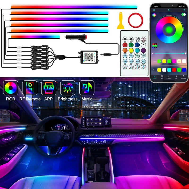 Universal Symphony Car Ambient Lights LED Interior RGB Streamer Atmosphere Lamp USB APP Control Remote for Tesla Model 3 Y S X