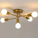E27 Golden Branch Chandelier, 5-light Retro Metal Ceiling Light, Designed for Lighting in Living Rooms, Bedrooms, Kitchens, Bars