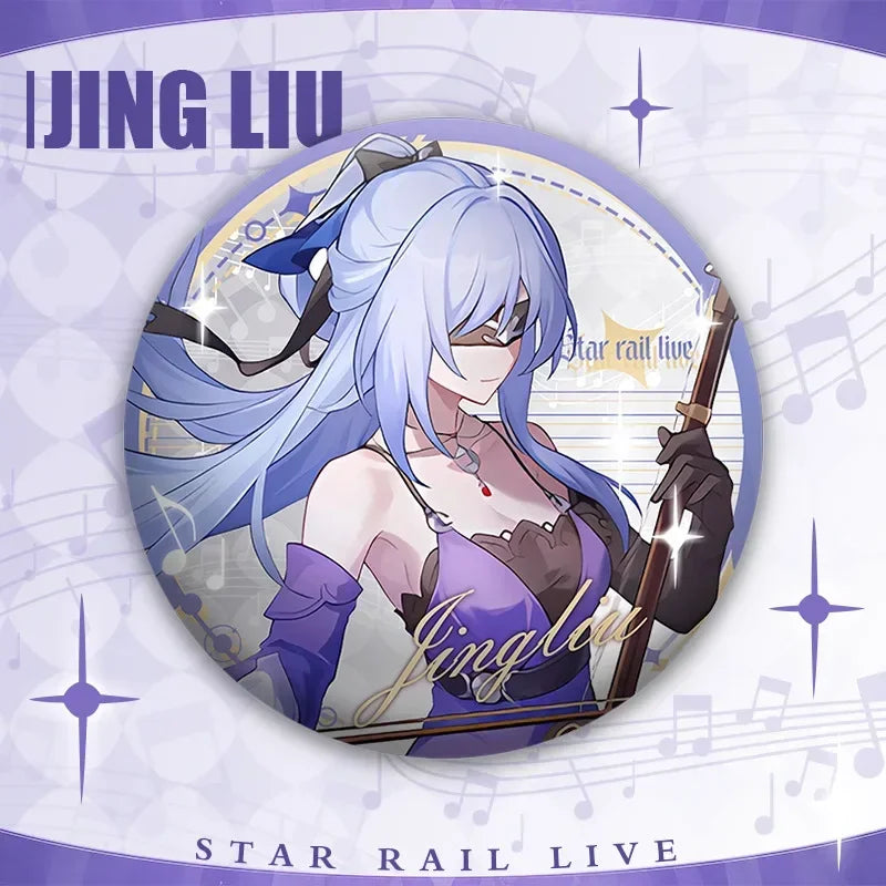 Honkai:Star Rail Concerts Magazines Aventurine Double Flash Badge 75mm Laser Pin Accessories for Clothes Backpack Decor Brooches