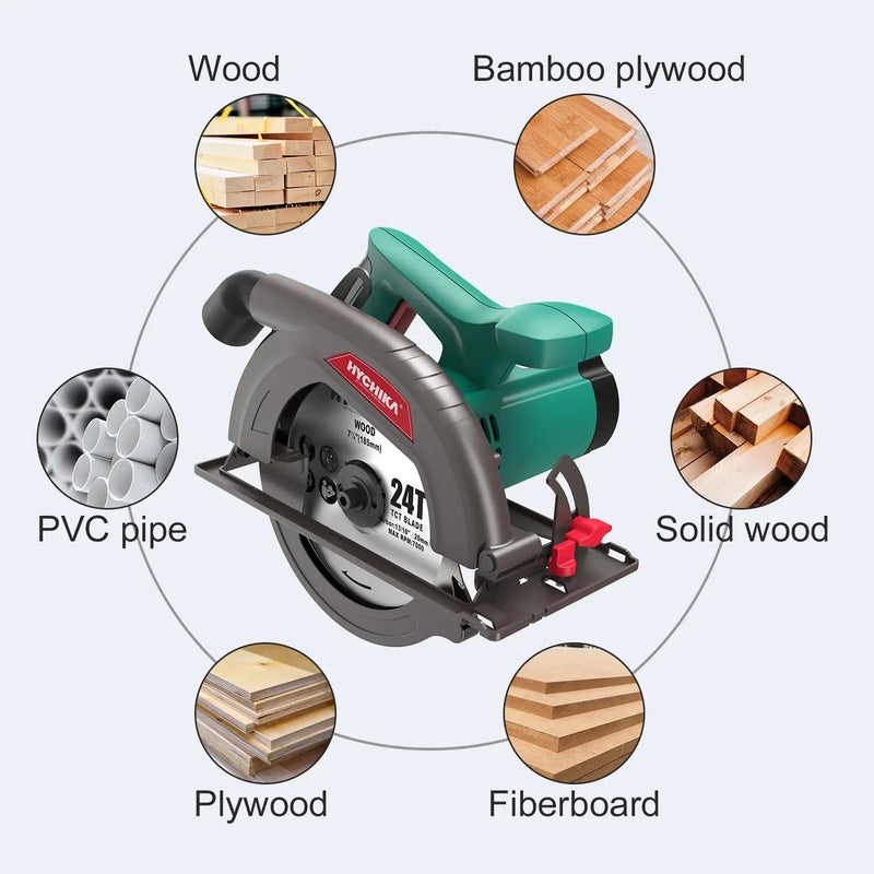 HYCHIKA High Quality Circular Saw 1300W Adjustable Cut Angle 65mm Cutting Depth for Wood Professional Electric Saw Power Tool