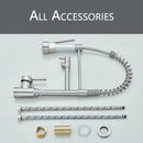 Nickel Kitchen Sink Faucet Pull Down Hot and Cold Water Mixer2 Mode Tap with Dual Spout 360 Rotation Flexible Deck Mounted