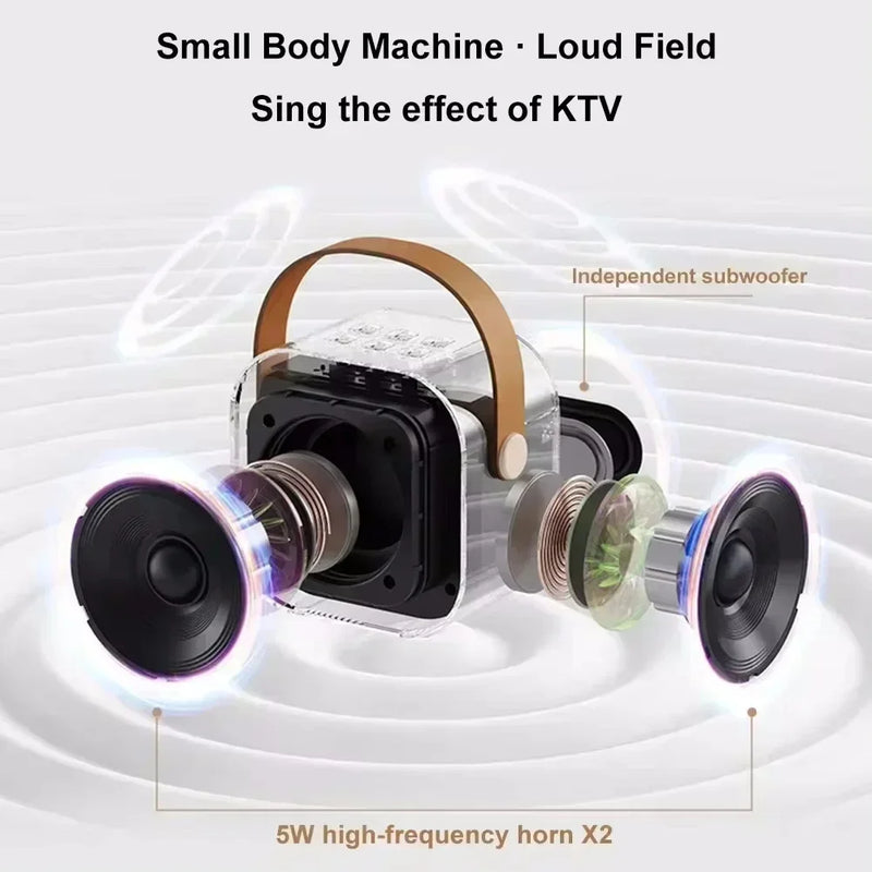 K12 Bluetooth portable karaoke speaker system with 1-2 wireless microphones, suitable for home corner