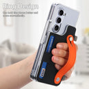 For Samsung Z Fold 5 Wallet Wristband Transparent Case for Samsung Galaxy Z Fold 5 fold 5 Pen Card Holder Bracket Stand Cover