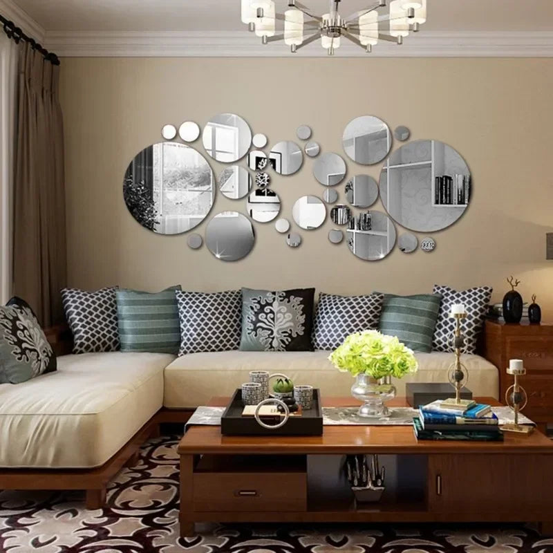 26pcs 3D Mirror Wall Sticker Round Mirror DIY TV Background Room Stickers Wall Decor bedroom Bathroom Home Decoration mirror