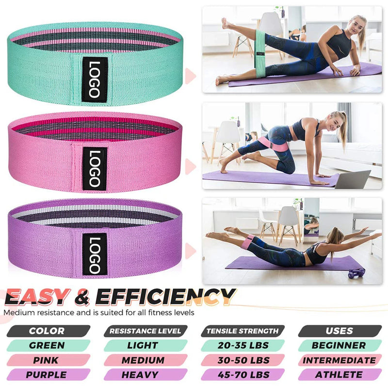 Custom Logo Booty Bands for Women and Men Fitness Elastic Exercise Workout Bands Hip Circle Thigh Squat Gym Equipment for Home