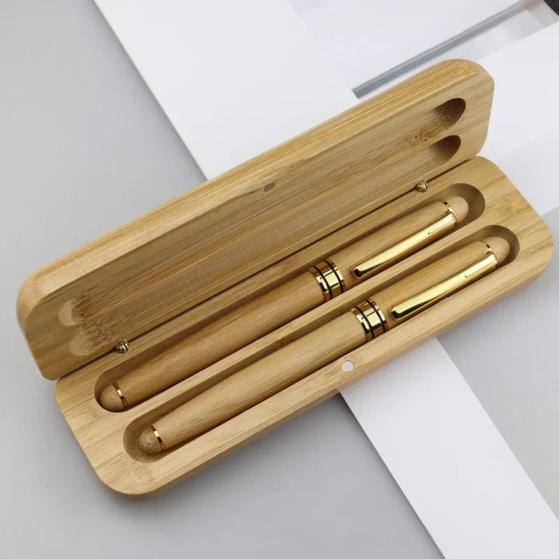 Bamboo Box Pens Nature Bamboo Wood Fountain Pen with Storage Case Calligraphy Writing Supplies Stationery Office School Supplies