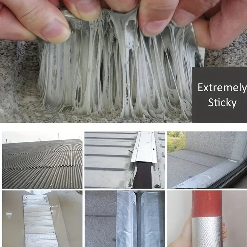 1 Roll Waterproof Tape, High Temperature Resistance Aluminum Foil Thicken Butyl Tape, Wall Pool Roof Crack Duct Repair Sealed Se