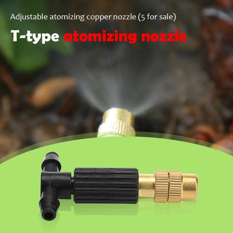 5-100Pcs Outdoor Misting Cooling System Garden Irrigation Watering 1/4'' Brass Atomizer Nozzles 4/7mm Hose Garden Sprinkler Head
