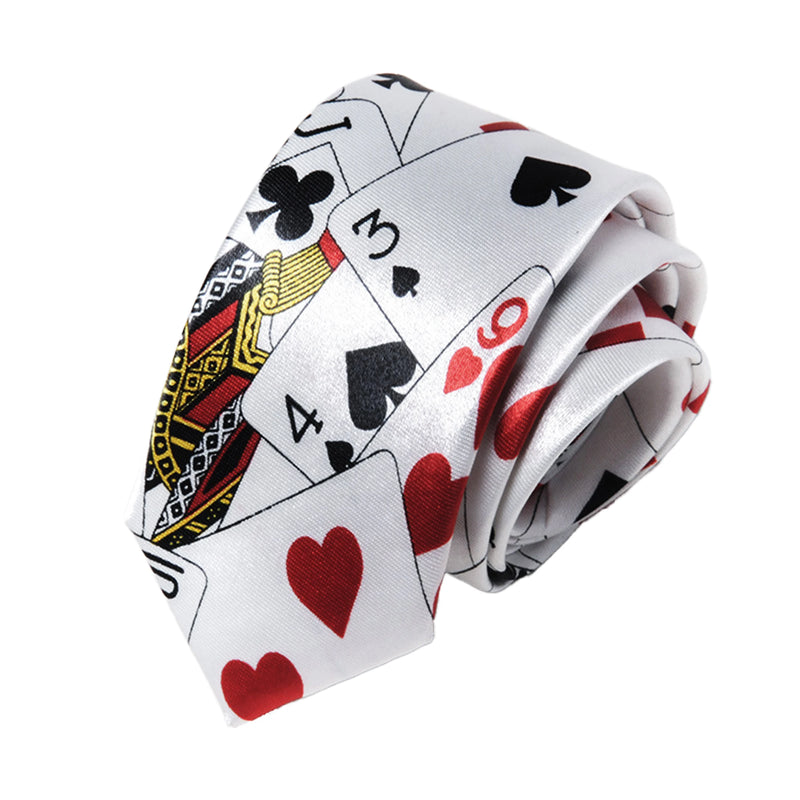 1 Piece Playing Card Pattern Polyester Printed Casual Fashion Neck Tie Suitable For Party Banquet or Daily Matching