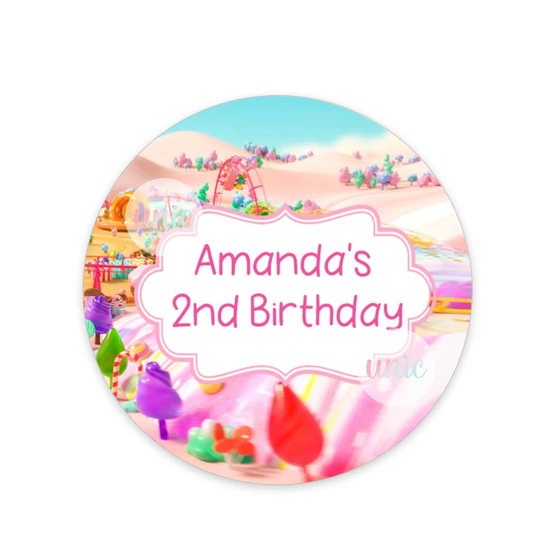 Candy Ice Cream Sweet Party Birthday Decor Labels Custom Baby Shower Party Personalise Any Text Stickers Candy Land World