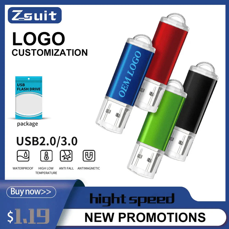 Colour USB Flash 2GB Drive Pen Drive 4GB 8GB 16GB Pendrives Memory Stick 32GB 64GB USB Stick Gift Free Custom LOGO Metal U Disk