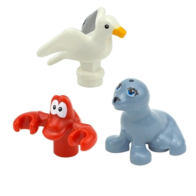 MOC City Animal Zoo Fram Accessories Building Block Figures Goat Sheep Eagle Owl Panda Parrot Seagull Penguin Bricks Toy Gift