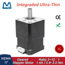 NEMA 17 Geared Stepper Motor 1.4A Planetary Gearbox Ratio 10:1 Integraded Ultra Thin