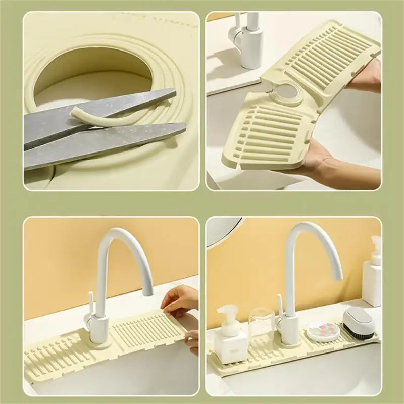 Faucet Splash Guard Draining Tray Mat Kitchen Sink Silicone Faucet Pad Faucet Handle Drip Catcher Tray Sink Splash Guard Drain