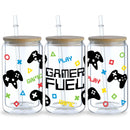 5 Sheets Gaming UV DTF Cup Stickers, Glass DTF Transfer Stickers,Waterproof Game Controller Wipe Transfers for 16 oz Glass,Mugs，