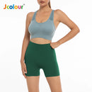 Frete grátis Jcolour Conjunto de Top e Shorts Esportivo Feminino, Respirável e de Secagem Rápida para Yoga e Corrida