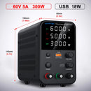 Wanptek Laboratory Power Supply 30V 5A 30V 10A 60V 5A 120V 3A Adjustable with USB fast Charging Regulator DC Power Supply