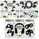 5 Sheets Gaming UV DTF Cup Stickers, Glass DTF Transfer Stickers,Waterproof Game Controller Wipe Transfers for 16 oz Glass,Mugs，