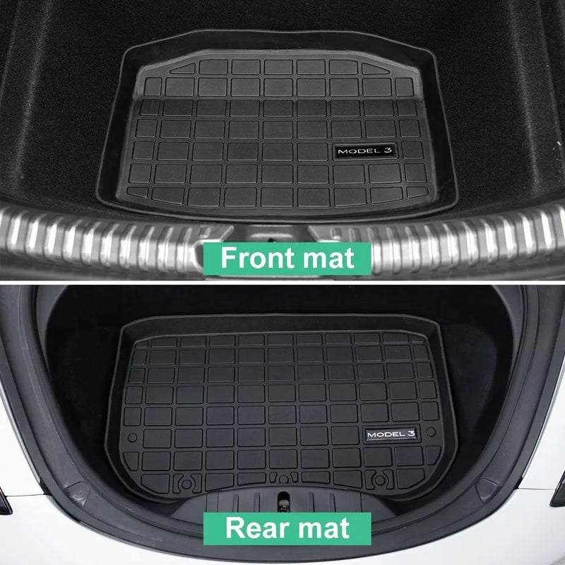 Front Rear Trunk Mats For Tesla Model 3 2023 2022 2021 Highland 2024 Car Accessories Mat Waterproof Cargo Tray Storage Pads